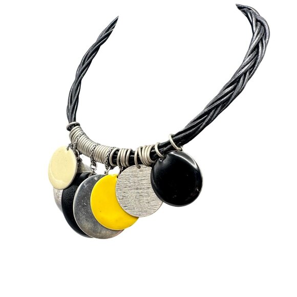 Chico's Necklace NWT Jewlery Statement 19" Adjustable Braided Cord Circles - Picture 3 of 8